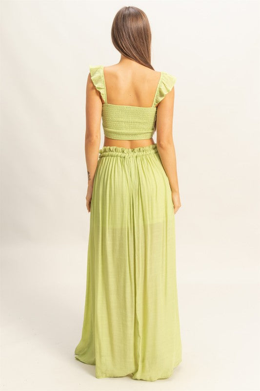 Soft Girl Era Skirt Set (Lime)