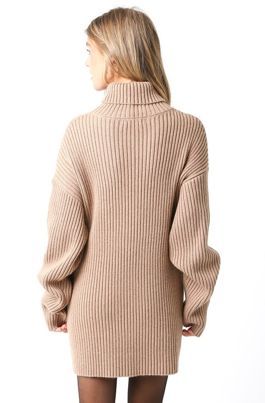 Kallie Sweater Dress -Taupe