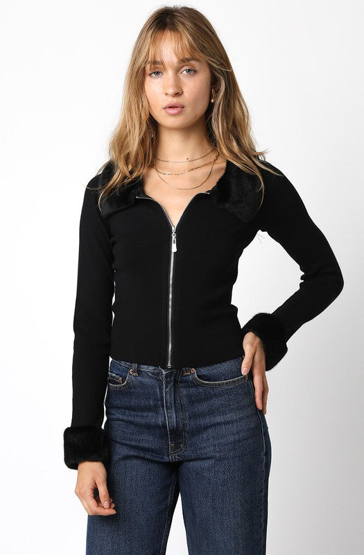 That Girl Faux Fur Sweater -Black
