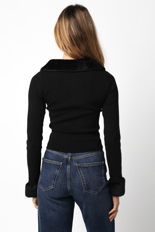 That Girl Faux Fur Sweater -Black