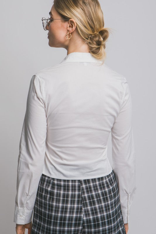 Kallie Fitted Long Sleeve Shirt-White