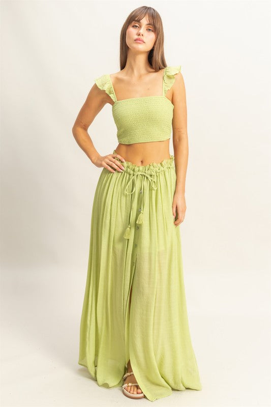 Soft Girl Era Skirt Set (Lime)